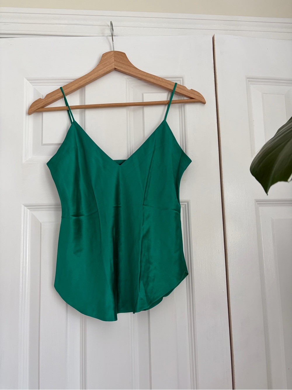 Vintage Victoria’s Secret Gold Crown Label 100% Silk Emerald Green Slip Tank Top